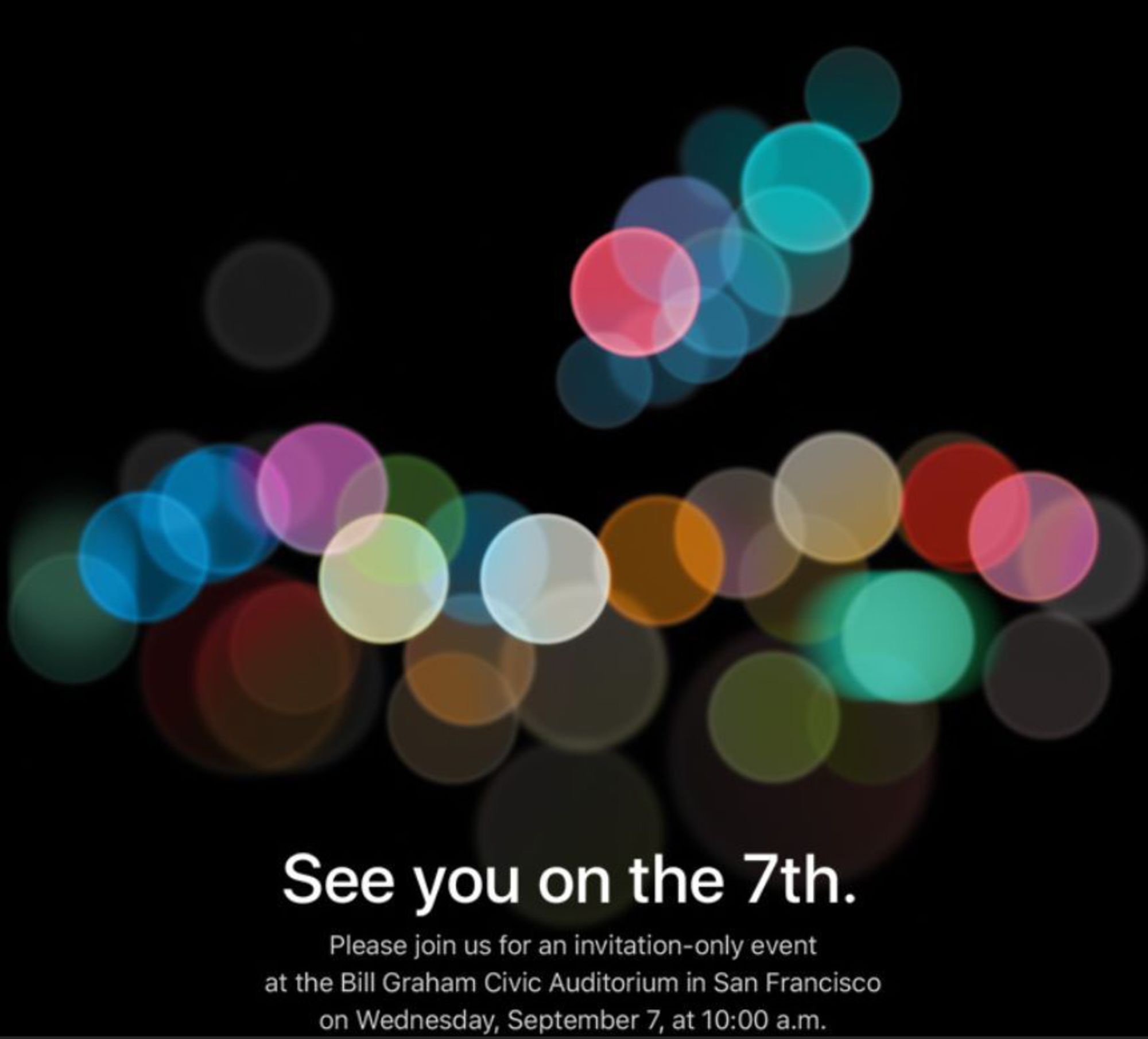 L'invitation à la keynote Apple du 7 septembre 2016, durant laquelle Tim Cook dévoilera l'iPhone 7