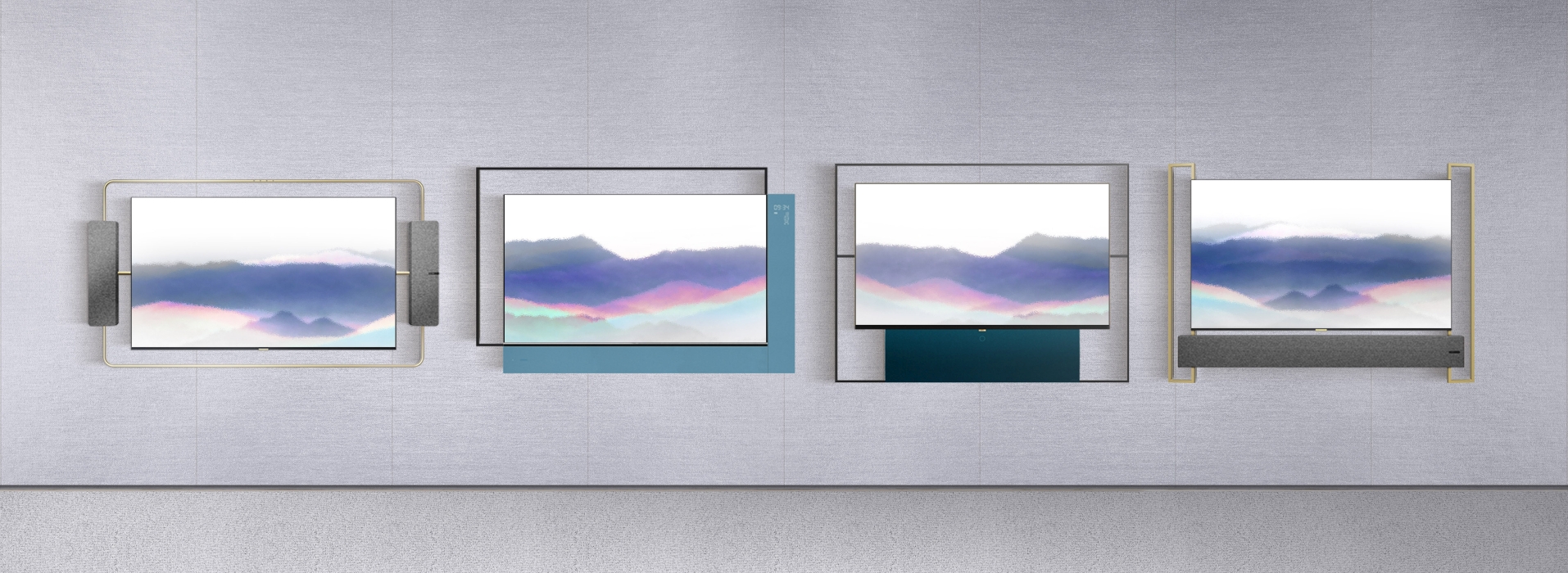 TCL_Living_Window_Series_Art_Deco,_Abstract_Beauty,_Modern_Simplicity_and_Oriental_Elegance_(from_left_to_right)